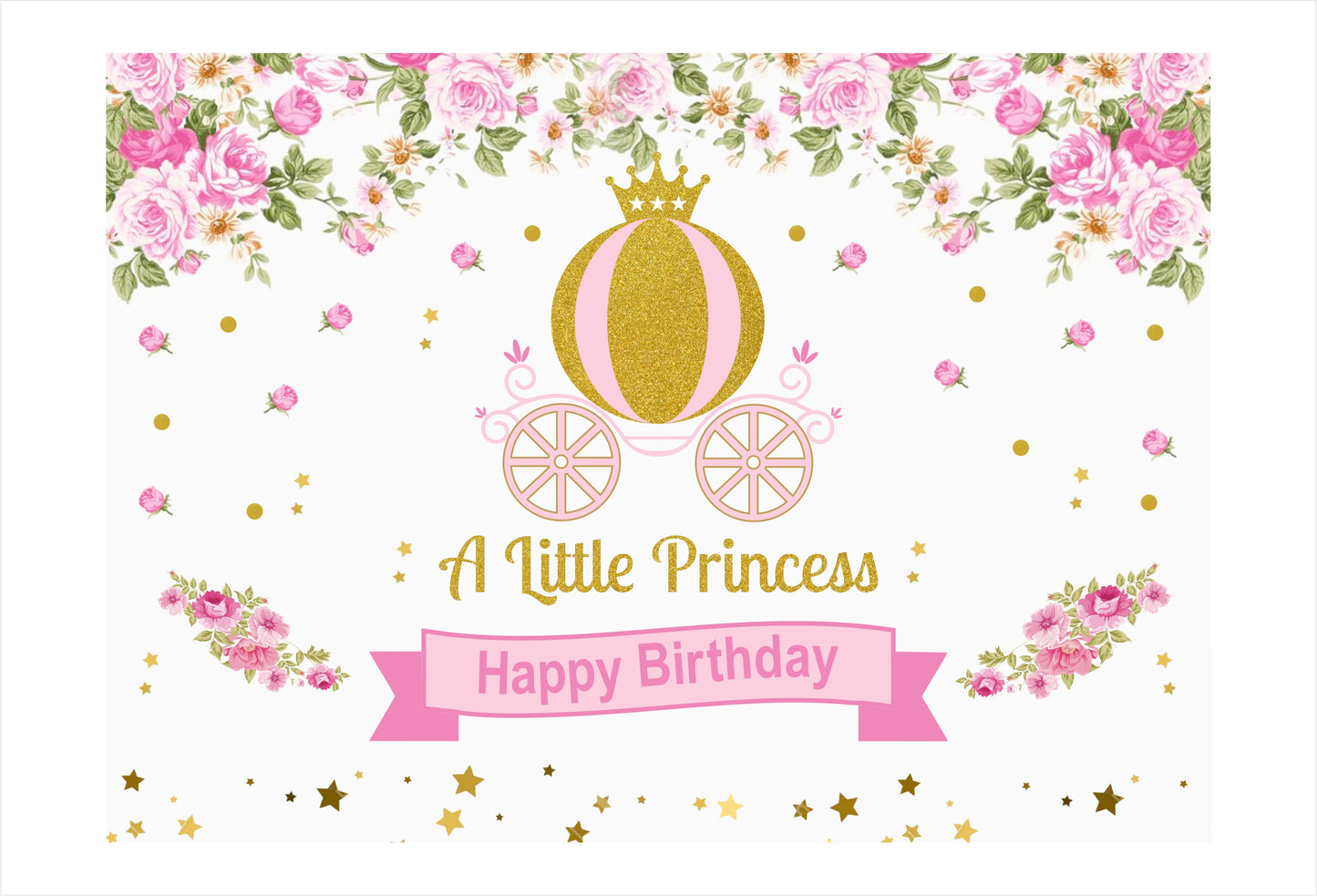 Personalize Princess Birthday Backdrop Banner