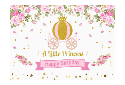 Personalize Princess Birthday Backdrop Banner
