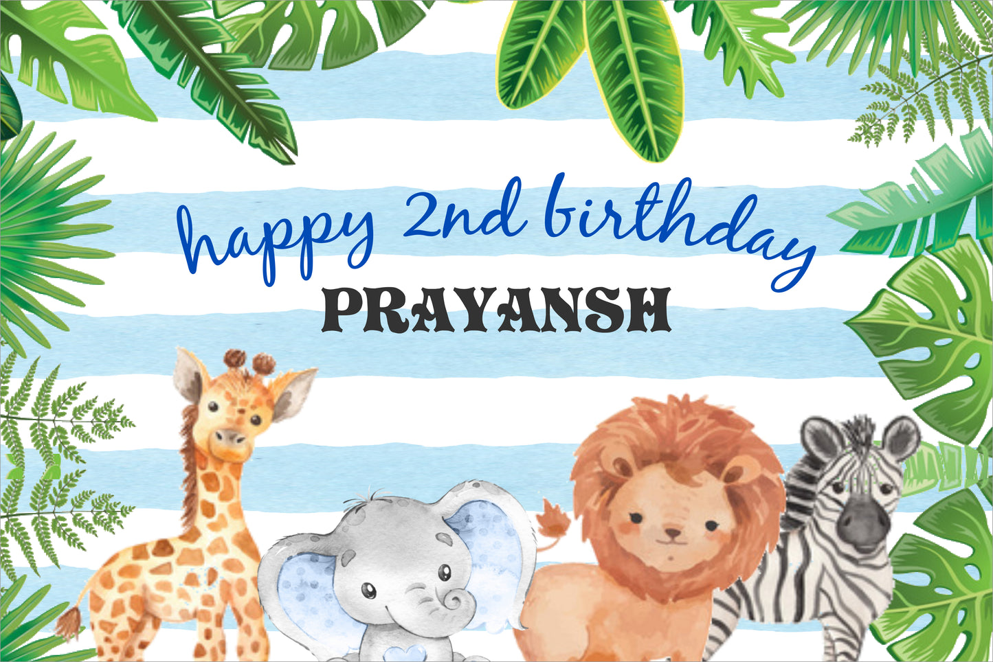 Personalize Jungle Birthday Backdrop Banner