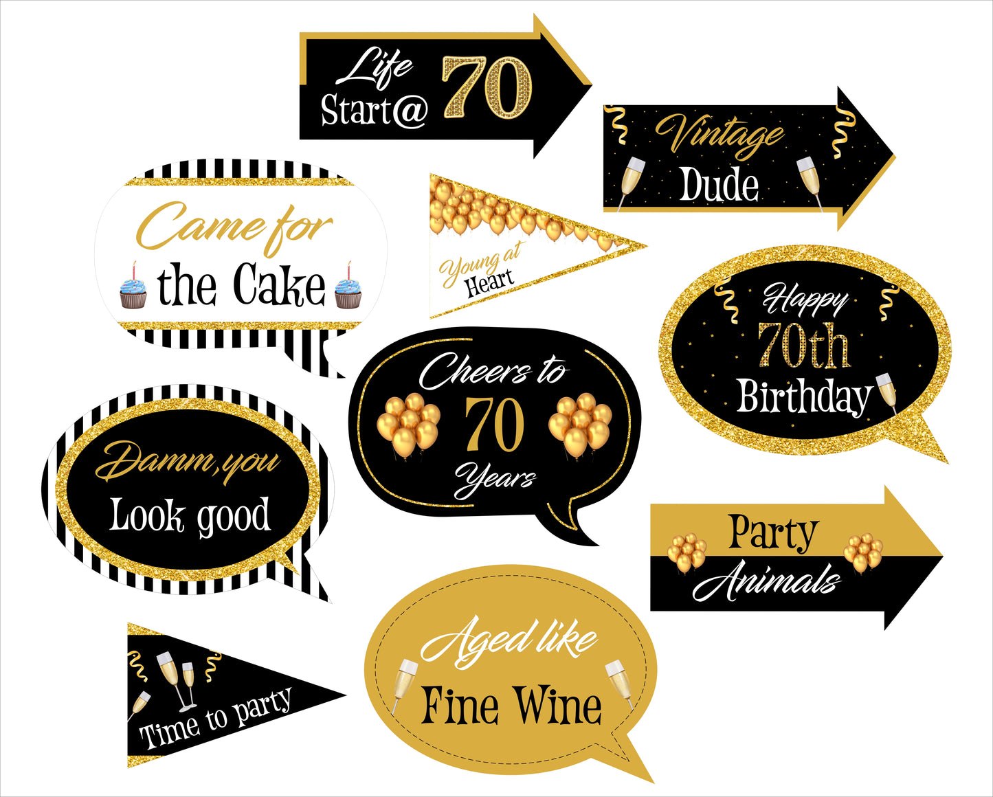 70Th Milestone  Birthday Party Photo Booth Props Kit