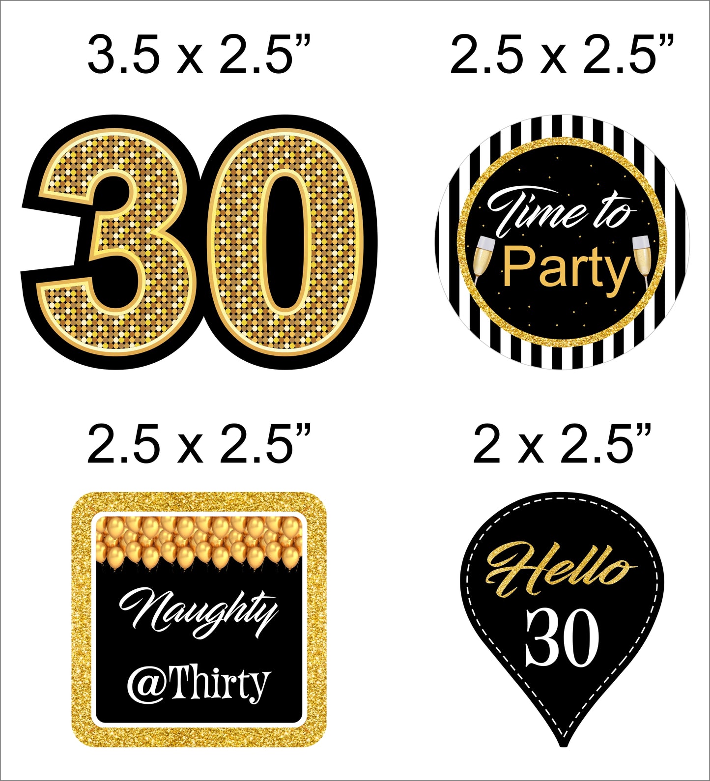 30th Birthday Party Cupcake Toppers for Decoration 