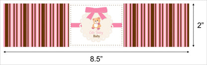 Cute Teddy Welcome Baby Girl Water Bottle Labels