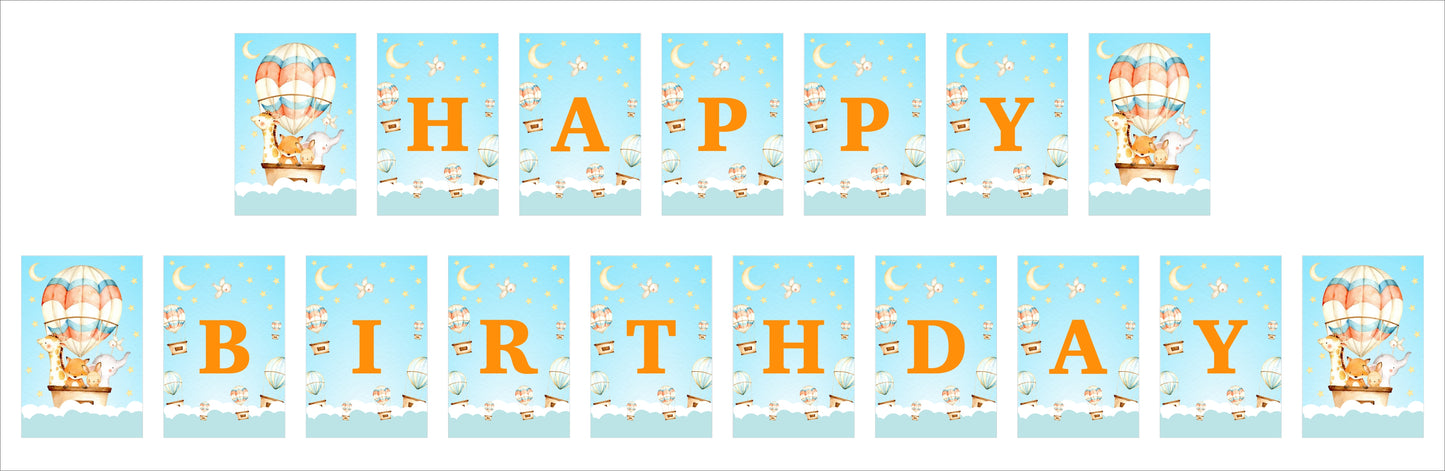Hot Air Theme Birthday Party Banner for Decoration