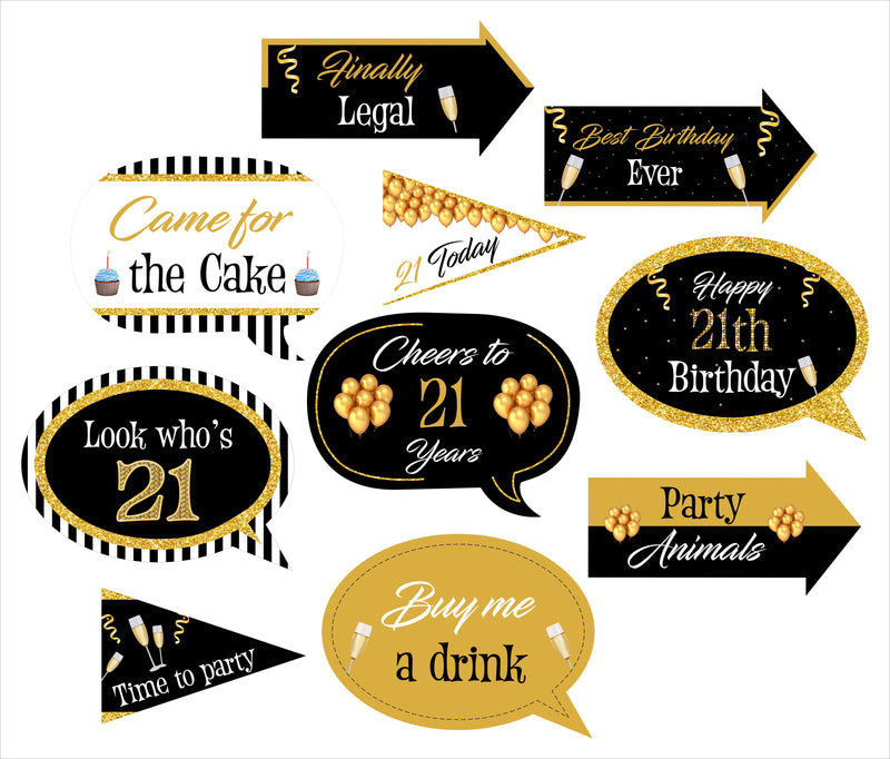 21st  Birthday Party Photo Booth Props Kit