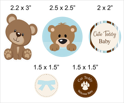 Cute Teddy Theme Welcome Baby Paper Decorative Straws