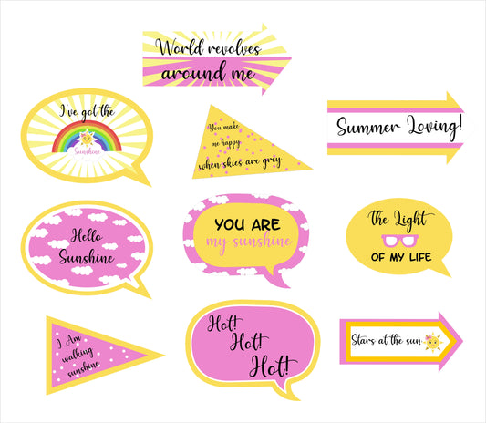 Sunshine Theme Birthday Party Photo Booth Props Kit