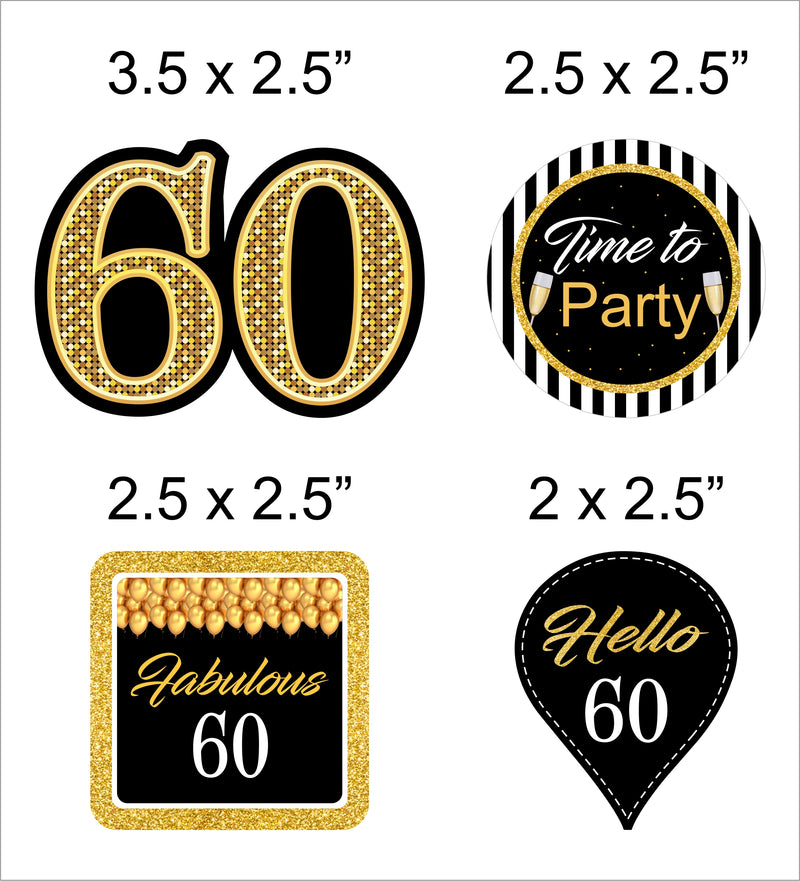 60th Birthday Party Cupcake Toppers for Decoration 