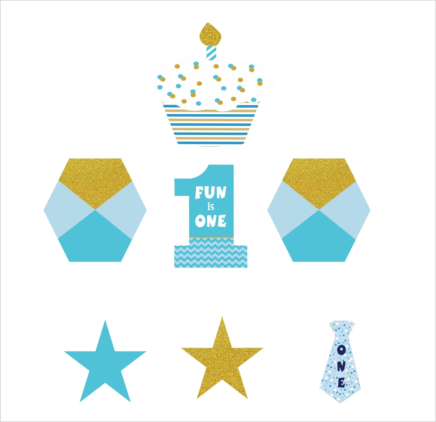 One Is Fun  First Birthday Party Cake Topper /Cake Decoration Kit