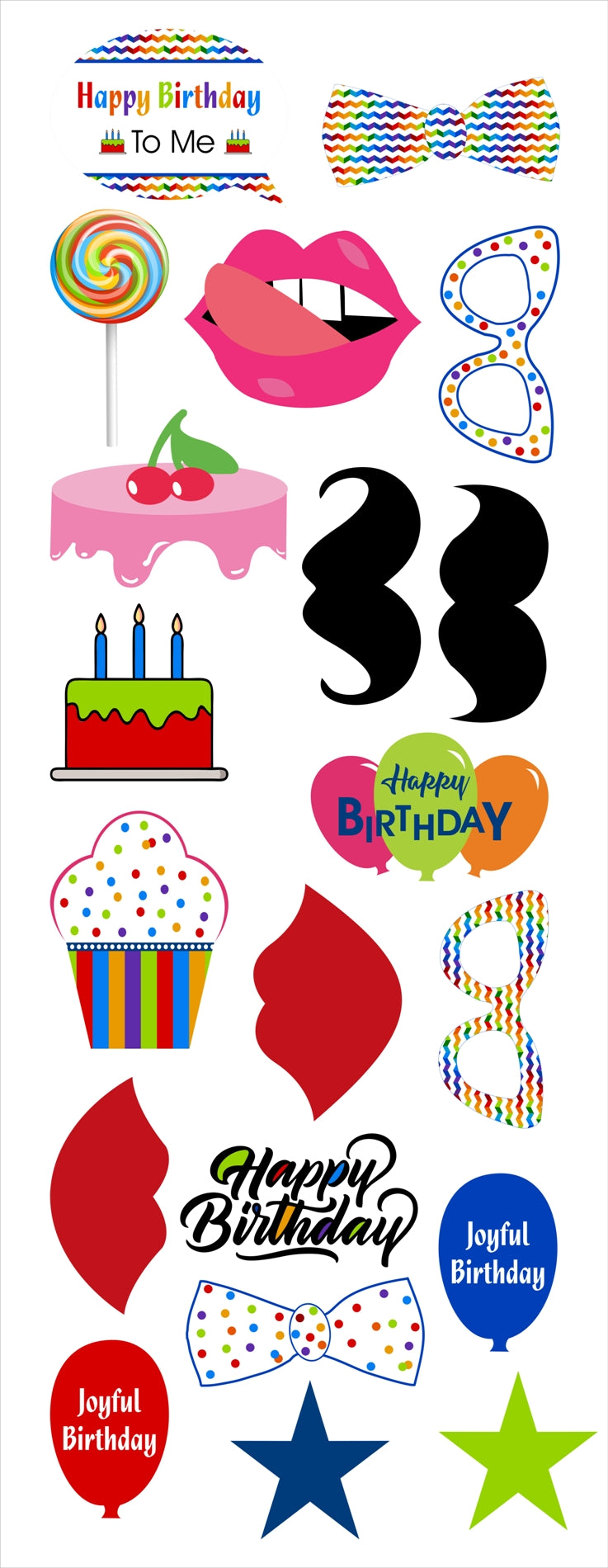 Joyful Theme Birthday Photo Booth Props Kit