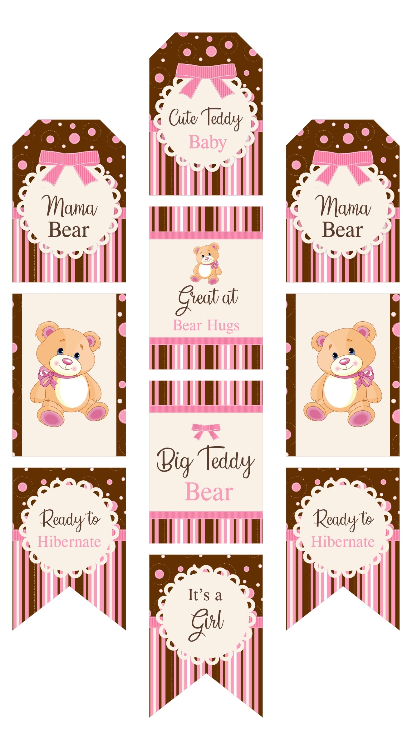 Cute Teddy Theme Welcome Baby Paper Girl Door Banner for Wall Decoration 