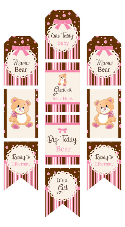 Cute Teddy Theme Welcome Baby Paper Girl Door Banner for Wall Decoration 