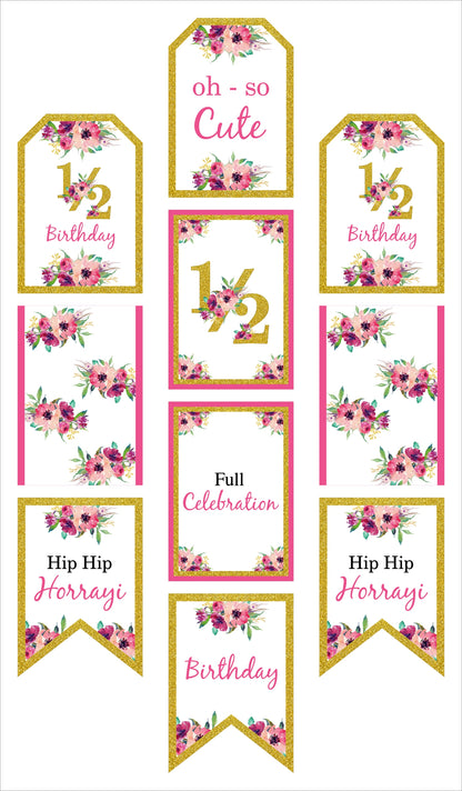 Half Birthday Theme Birthday Paper Door Banner for Wall Decoration