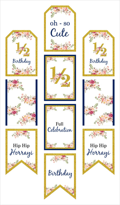 Half Birthday Theme Birthday Paper Door Banner for Wall Decoration