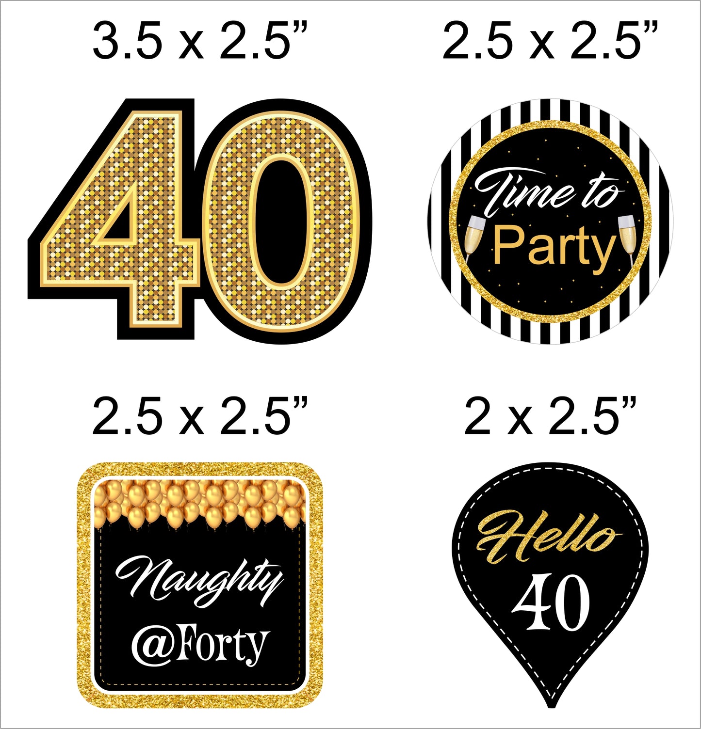 40th Birthday Party Cupcake Toppers for Decoration 