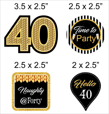 40th Birthday Party Cupcake Toppers for Decoration 