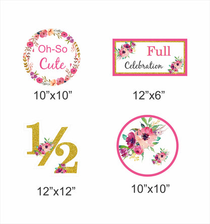 Half Birthday Cutout Pack For Girls Birthday Decoration
