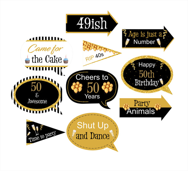 50th Birthday Party Photo Booth Props Kit