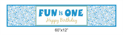 One Is Fun Boys Birthday Party Long Banner for Decoration