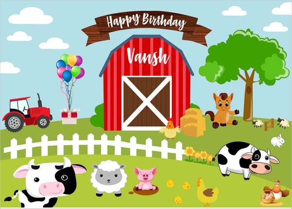 Personalize Farm Fresh Birthday Backdrop Banner