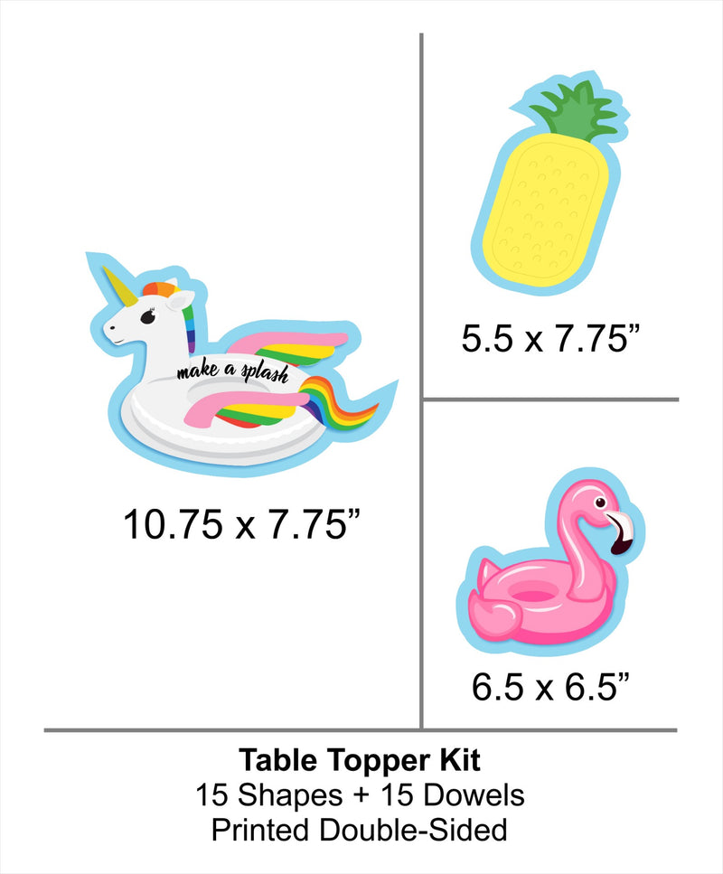 Pool Party Birthday Table Toppers for Decoration 