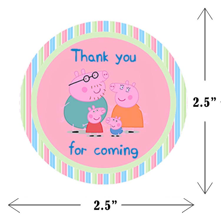 Peppa Pig Theme Birthday Party Thank You Gift Tags