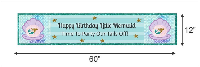 Mermaid Theme Birthday Long Banner for Decoration