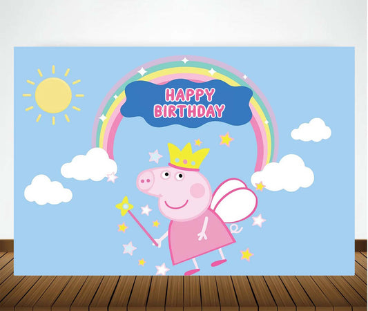 Peppa Pig Theme Birthday Party Backdrop