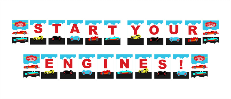 Cars Birthday Party Banner for Decoration