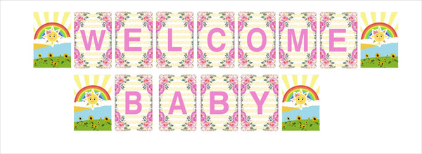 Sunshine Theme Banner For Welcome Baby Decoration