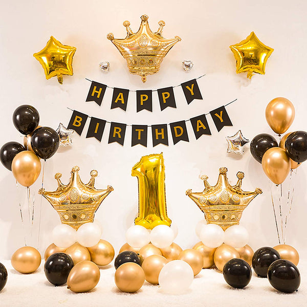 First  Birthday Black Party Balloons For Boys Decorations
