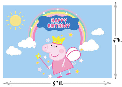 Peppa Pig Theme Birthday Party Backdrop