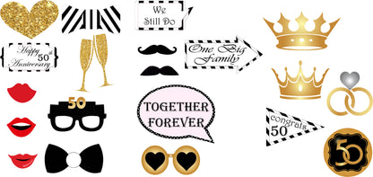 50th Anniversary Party Photo Booth Props Kit