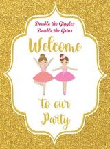 Twin Girls Theme Birthday Party Welcome Board