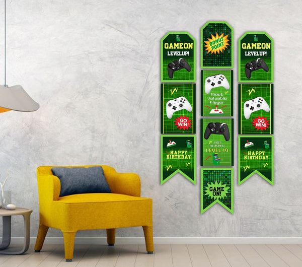 Gaming Theme Birthday Paper Door Banner for Wall Decoration