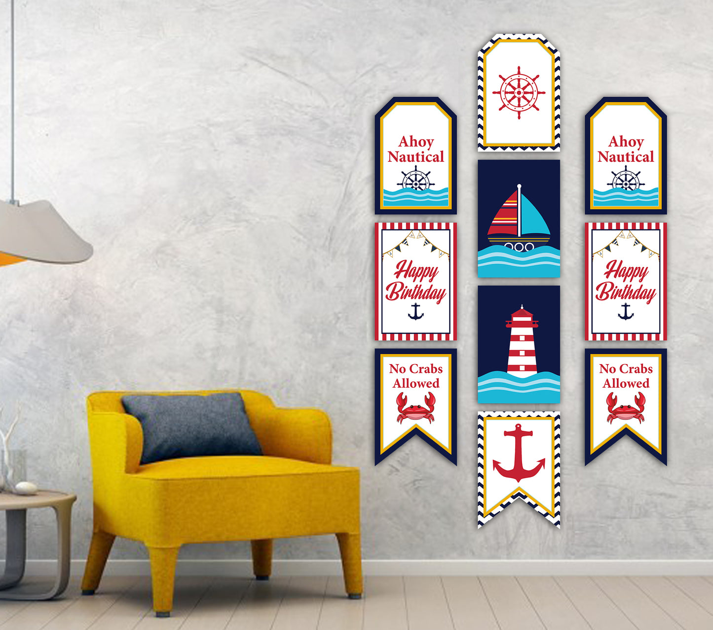 Nautical Ahoy  Theme Birthday Paper Door Banner for Wall Decoration 