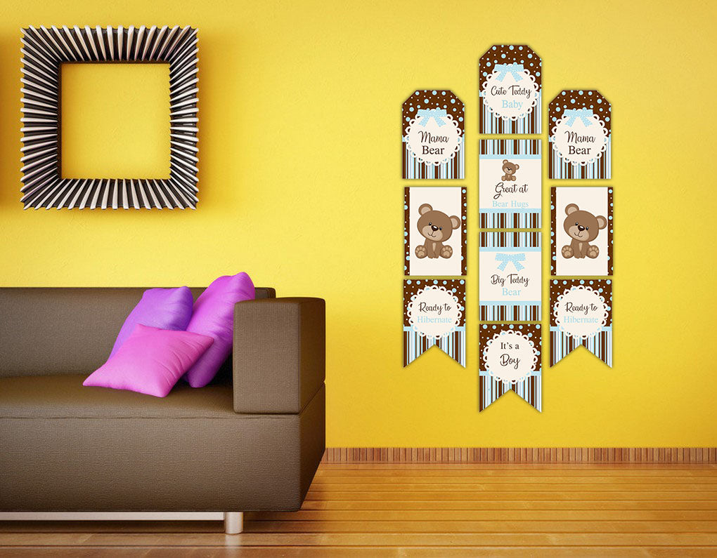 Cute Teddy Theme Welcome Baby Paper Door Banner for Wall Decoration 