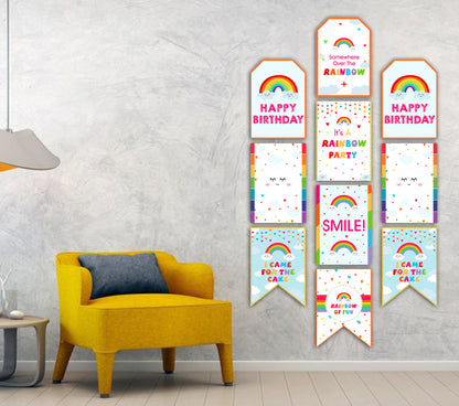 Rainbow  Theme Birthday Party Paper Door Banner for Wall Decoration 