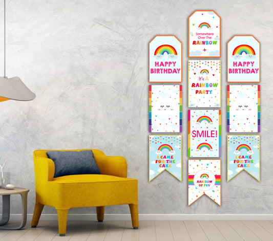 Rainbow  Theme Birthday Party Paper Door Banner for Wall Decoration 