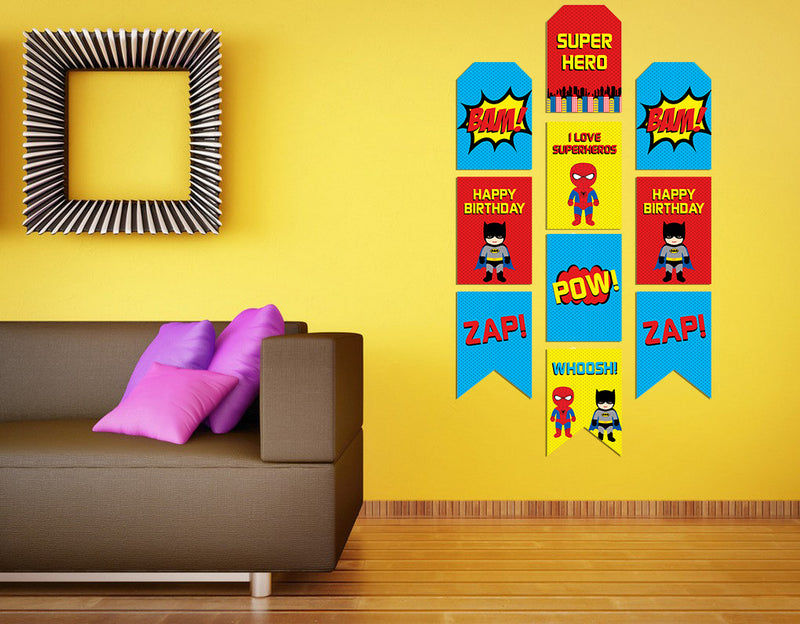 Super Hero Theme Birthday Paper Door Banner for Wall Decoration 