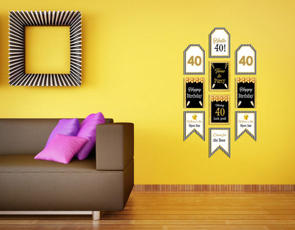 40th Birthday Paper Door Banner for Wall Decoration 
