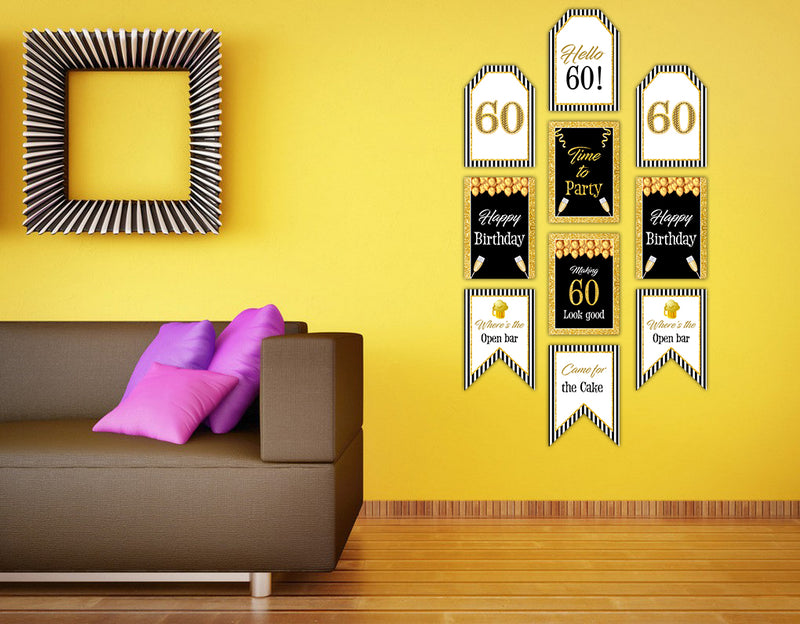 60th Birthday Paper Door Banner for Wall Decoration 