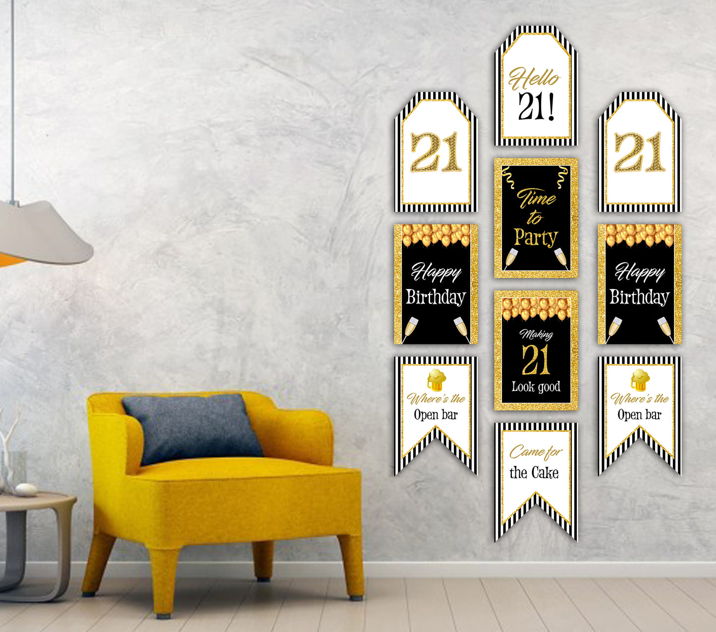21st Birthday Paper Door Banner for Wall Decoration 