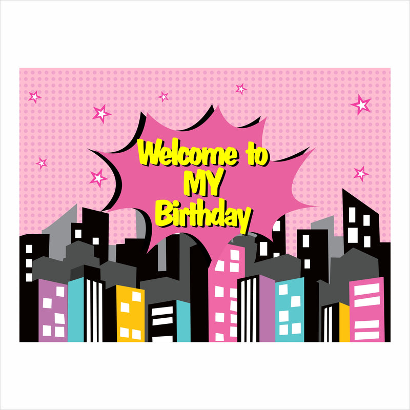 Super Girl Theme Birthday Party Welcome Board