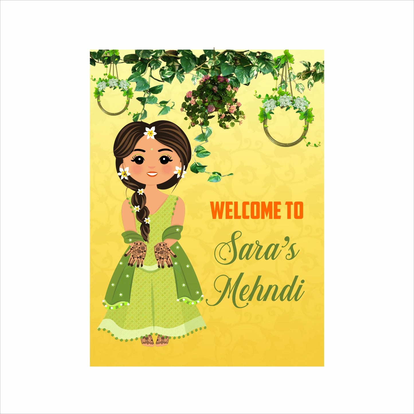 Mehndi Ceremony Theme Party Welcome Board
