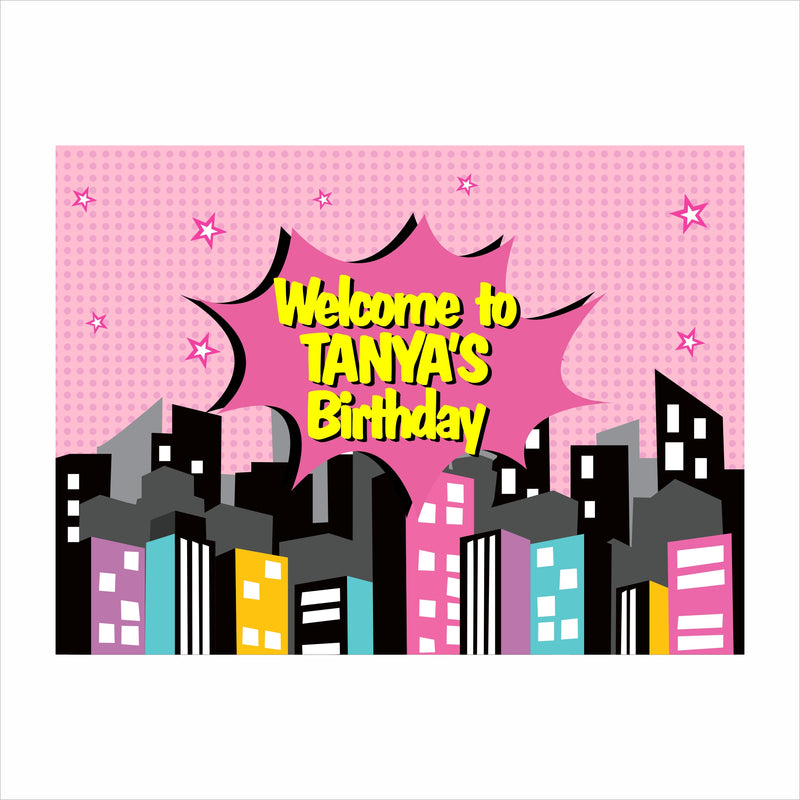 Super Girl Theme Birthday Party Welcome Board