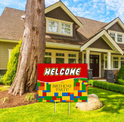 Lego Theme Birthday Party Welcome Board