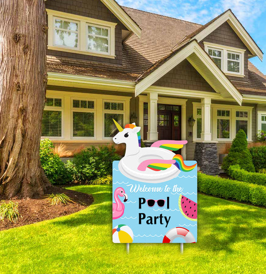 Pool Party Birthday Welcome Board for Decorations