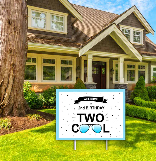 Two Cool Theme Birthday Party Welcome Board 
