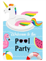 Pool Party Birthday Welcome Board for Decorations