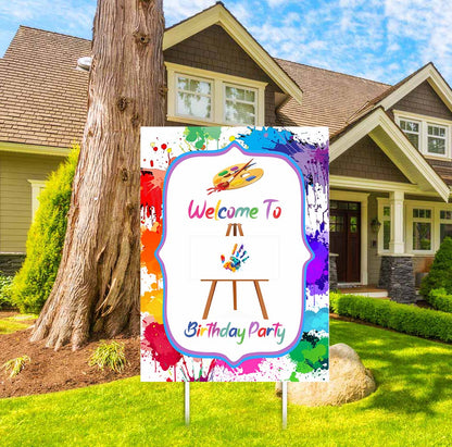 Art and Paint Theme Birthday Party Welcome Board